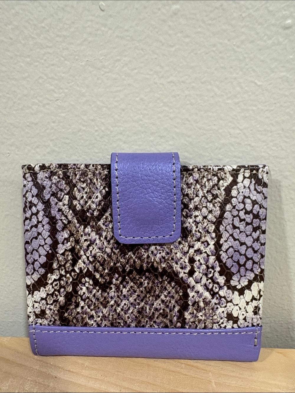 Purple Snake-Print Compact Wallet - Unbranded